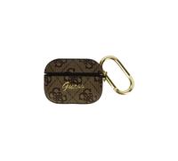 Funda Pods Pro Rígida Diseño Guess Logo Relieve Marrón