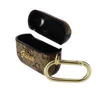 Funda Pods Pro Rígida Diseño Guess Logo Relieve Marrón