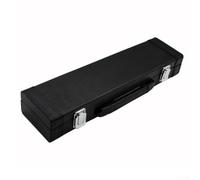 Funda portátil de 16 agujeros para flauta de madera, bolsa de piel sintética negra con forro de terciopelo, caja de almacenamiento compacta de instrumentos de carcasa dura para viajes, 39 x 9,5 x 6 cm