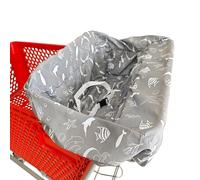 Funda portátil para carrito de la compra, fundas para silla alta y carrito de comestibles para bebés, niños, bebés y niños pequeños, incluye bolsa de transporte gratis (mundo marino gris)
