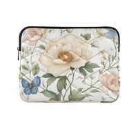 Funda portátil para laptop de 15 a 16 pulgadas, maletín de flores y mariposas de peonía blanca, bolsa de transporte para hombres, mujeres, rifle y compañía
