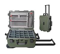 Funda profesional con ruedas para cámara con bloqueo de contraseña, mango telescópico y protección impermeable IP67 para un transporte seguro de lentes y accesorios de video, Green