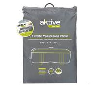 AKTIVE Funda protectora mesa jardín 200x130x60 cm, Rectangular impermeable, Poliéster resistente 100 g/m², Cierre ajustable, Protección polvo y lluvia, Incluye bolsa (61501)