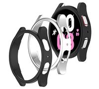 Funda Protector para Samsung Galaxy Watch 5 44mm, 2 Pack Duro PC Marco Carcasa Protectora [Sin Protector de Pantalla] Caja Protector Anti-Choque Caso,Plata+Negro