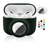 Funda Protectora 2 en 1 para Apple AirPods Pro Air Tag, Funda de Silicona Suave para Airpods Pro AirTag con 2 Protectores de Pantalla, antiarañazos, anticaídas, antipérdida, a Prueba de Golpes