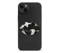 Funda protectora a prueba de golpes con labios de beso negro y blanco compatible con iPhone 15/Plus/Pro/Pro Max
