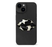 Funda protectora a prueba de golpes con labios de beso negro y blanco compatible con iPhone 15/Plus/Pro/Pro Max