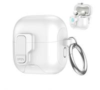 Funda protectora a prueba de golpes para FreeClip 2 con bloqueo de seguridad, carcasa rígida de policarbonato con función de soporte para teléfono, soporte de carga magnética y llavero (blanco)