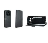 caseroxx Bookstyle-Case para Ulefone Armor 25T Pro, Negro | Funda tipo libro abatible con compartimentos interiores y protección integral para el día a día, de cuero artificial