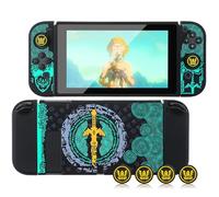 Funda protectora acoplable compatible con Switch, funda rígida para controladores Switch y Joy-Con con 4 agarres para el pulgar, funda de transporte Zelda Switch (Zelda lágrimas del reino)