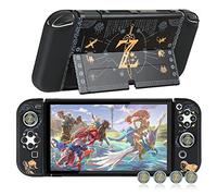 Funda protectora acoplable compatible con Switch OLED 2021, funda rígida para Switch OLED de 7 pulgadas y controladores Joy-Con con 4 agarres para el pulgar, funda de transporte OLED Zelda Switch