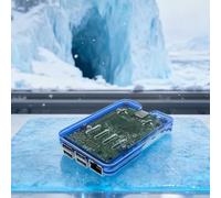Funda protectora acrílica de 5 capas para Raspberry Pi 5, construcción ligera con soporte para ventilador de refrigeración oficial y disipador de calor, ajuste preciso (aluminio azul)