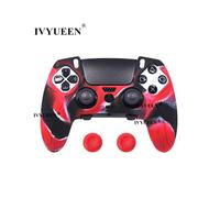 Funda protectora antideslizante de camuflaje rojo para PlayStation 5, PS5, mando inalámbrico DualSense Edge, goma