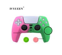 Funda protectora antideslizante de color rosa y verde para mando de PlayStation 5, funda de silicona con agarre