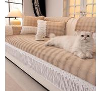 Funda protectora antideslizante para mascotas, a prueba de arañazos, fundas de cojín lavables para sofás y sofás, color blanco crema, 110 x 300 cm, alfombrilla duradera apta para mascotas