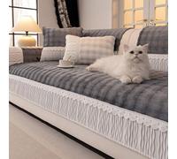 Funda protectora antideslizante para mascotas, a prueba de arañazos, fundas de cojín lavables para sofás y sofás, color blanco crema, 110 x 300 cm, alfombrilla duradera apta para mascotas