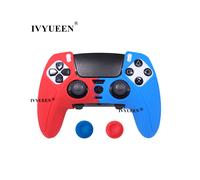Funda protectora antideslizante roja y azul para el mando inalámbrico PlayStation 5 PS5 DualSense Edge suave