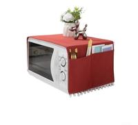 Funda protectora antipolvo para microondas hecha de algodón de poliéster resistente, incluye bolsillos laterales para guardar guantes y otros objetos pequeños (rojo claro)