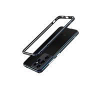 Funda Protectora Compatible Con Samsung Galaxy S21 Ultra Aurora Series Lens + Metal Frame Phone Case (Black And Blue):Para Samsung Galaxy S21 Ultra