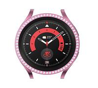 Funda protectora compatible con Samsung Galaxy Watch 5 Pro de 45 mm Diamond PC Plating Bumper Carcasa Bling Crystal Diamonds Shiny Glitter Frame Hard Case para Galaxy Watch 5 Pro 45 mm (rosa)