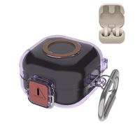 Funda protectora compatible con Sony LinkBuds Clip WF-LC900, una sola pieza, impermeable, a prueba de golpes, funda para auriculares con mosquetón (morado transparente)