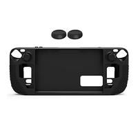 Funda protectora compatible con Steam Deck, funda de silicona para consola de juegos, funda de protección suave antideslizante con 2 tapas de joystick, accesorios (Negro)