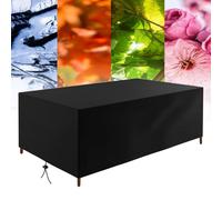 Funda Protectora Conjuntos Muebles Jardin 140x80x90cm Tela Oxford 420D | Impermeable Resistente al Viento y Nieve, Cubierta Rectangular para Mesa y Sillas de Patio Invierno Negro
