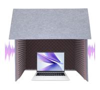 Funda protectora contra sonido para escritorio, 80 x 80 x 80 cm, con esponja absorbente de sonido y tapa plegable extraíble, resistente a las llamas, color verde y gris, para estudio de escritorio