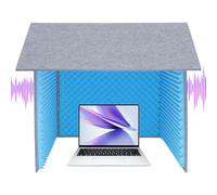 Funda protectora contra sonido para escritorio, 80 x 80 x 80 cm, con esponja absorbente de sonido y tapa plegable extraíble, resistente a las llamas, color verde y gris, para estudio de escritorio