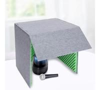 Funda protectora contra sonido para escritorio, 80 x 80 x 80 cm, con esponja absorbente de sonido y tapa plegable extraíble, resistente a las llamas, color verde y gris, para estudio de escritorio