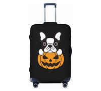 Funda protectora de elastano altamente elástica para maleta, grande, se adapta a bulldog francés de 25 a 28 pulgadas, estampado de calabaza de Halloween, White, L