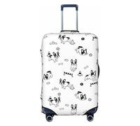 Funda protectora de elastano altamente elástica para maleta, grande, se adapta a bulldog francés de 25 a 28 pulgadas jugando con impresiones de bolas de hueso, White, S