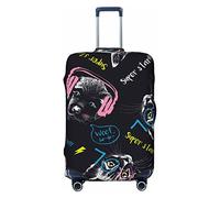 Funda protectora de elastano altamente elástica para maleta, grande, se adapta a gatos y labradores de 25 a 28 pulgadas, escucha impresiones musicales, White, X-Large