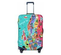 Funda protectora de elastano altamente elástica para maleta, tamaño mediano, se adapta a dibujos animados de mapa de Europa de 22 a 24 pulgadas, White, M