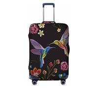 Funda protectora de elastano altamente elástica para maleta, tamaño mediano, se adapta a estampados bordados de colibríes y flores de 22 a 24 pulgadas, White, M
