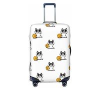 Funda protectora de elastano altamente elástica para maleta, tamaño mediano, se adapta a estampados de bulldog francés y baloncesto de 22 a 24 pulgadas, White, S