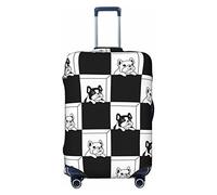 Funda protectora de elastano altamente elástica para maleta, tamaño mediano, se adapta a estampados de bulldog francés en blanco y negro de 22 a 24 pulgadas, White, L