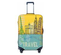 Funda protectora de elastano altamente elástica para maleta, tamaño mediano, se adapta a fondo de 22 a 24 pulgadas con impresiones de vistas de Europa, White, X-Large