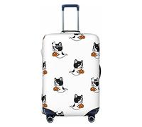 Funda protectora de elastano altamente elástica para maleta, tamaño mediano, se adapta a Halloween de 22 a 24 pulgadas, diseño de calabaza y bulldog francés, White, M