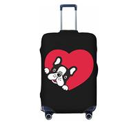 Funda protectora de elastano altamente elástica para maleta, tamaño mediano, se adapta a impresiones sonrientes de bulldog francés en forma de corazón de 22 a 24 pulgadas, White, X-Large