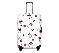 Funda protectora de elastano altamente elástica para maleta, tamaño pequeño, se adapta a bulldog francés de 18 a 21 pulgadas con estampado de gafas de sol de corazón, White, S