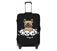 Funda protectora de elastano altamente elástica para maleta, tamaño XL, se adapta a bulldog francés de 29 a 32 pulgadas, estampado de huesos de calavera de Halloween, White, L