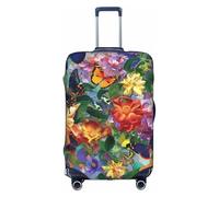 Funda protectora de equipaje con diseño de mariposas volando alrededor de flores, para viajes, negocios, vacaciones, se adapta a equipaje de 18 a 21 pulgadas, multicolor, XL(29"-32" Suitcase)