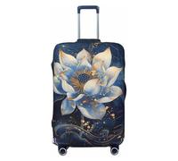 Funda protectora de equipaje de viaje, color azul dorado con loto de sueños antiarañazos, para equipaje de 18 a 32 pulgadas, Negro -, S