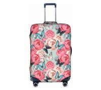 Funda protectora de equipaje de viaje con flores coloridas, elástica, a prueba de arañazos, varios tamaños, White, M