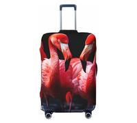 Funda protectora de equipaje lavable y elástica para maleta, diseño de flamencos en fondo negro, funda antiarañazos, para equipaje de viaje de 18 a 32 pulgadas, Black, M