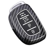 Funda protectora de fibra de carbono ABS con botones de silicona para Hyundai Sonata Tucson Elantra Santa Fe 2015 (negro)