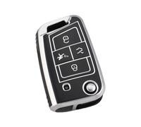 Funda Protectora De Fibra De Carbono ABS para Llave De Coche para Seat para Ateca para León FR 2 para Ibiza(4 BTN Black Sliver)