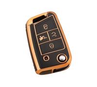 Funda Protectora De Fibra De Carbono ABS para Llave De Coche para Seat para Ateca para León FR 2 para Ibiza(4 BTN Black Gold)