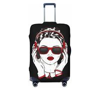 Funda protectora de licra altamente elástica para maleta, grande, se adapta a niñas de 25 a 28 pulgadas con gafas de sol y auriculares, White, S